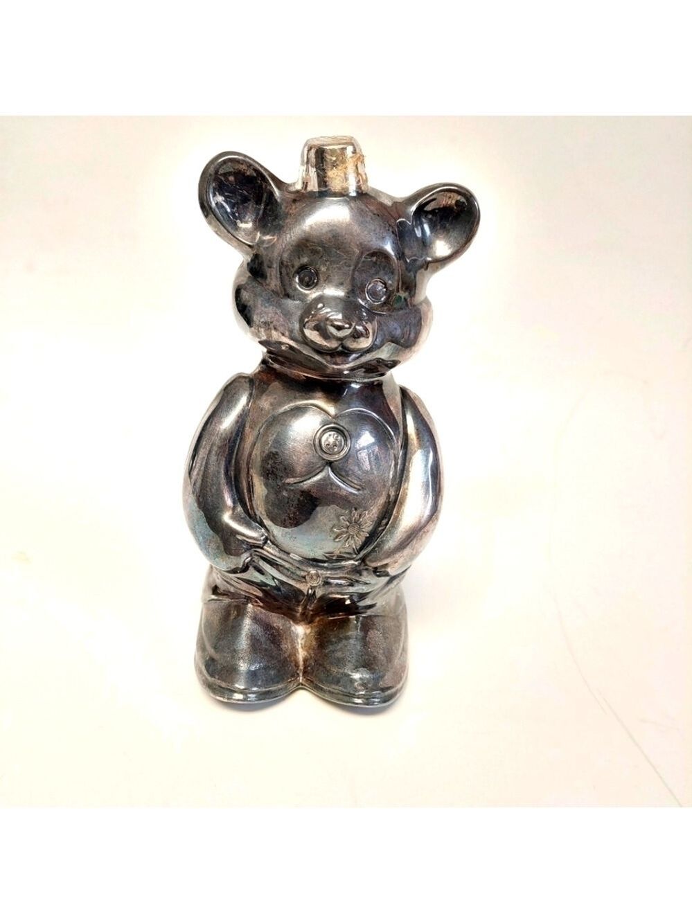 Vintage* 50s Silver Plated Falstaff Teddy Bear Bank
